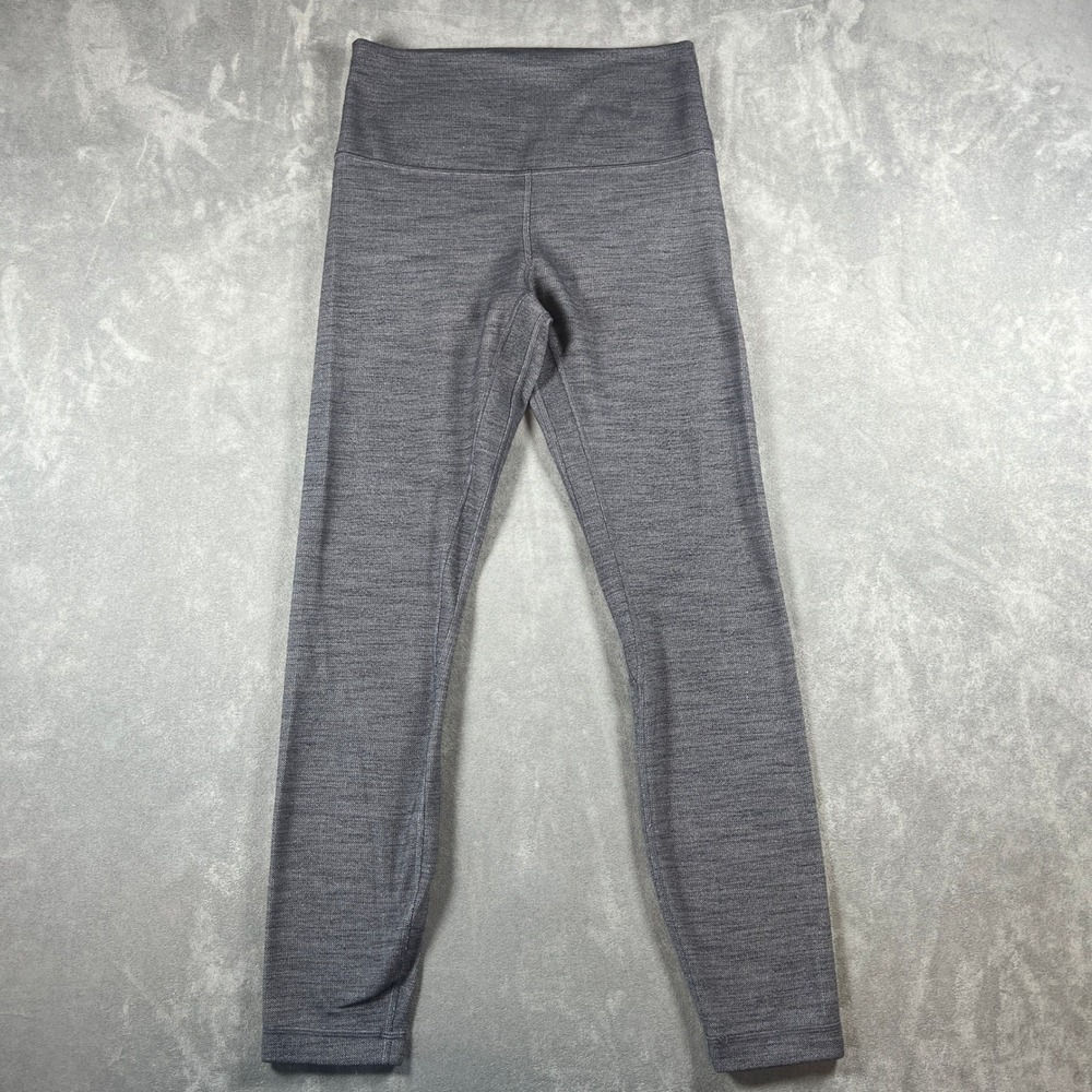 Lululemon Align Pant II 25" Mini Heathered Herringbone Black Size 6 LW5CFGS
